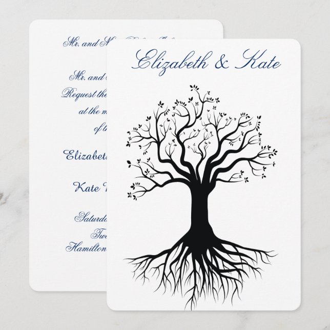 Silhouette des Hochzeitshauses, Wald, maßgeschneid Einladung (Vorne/Hinten)