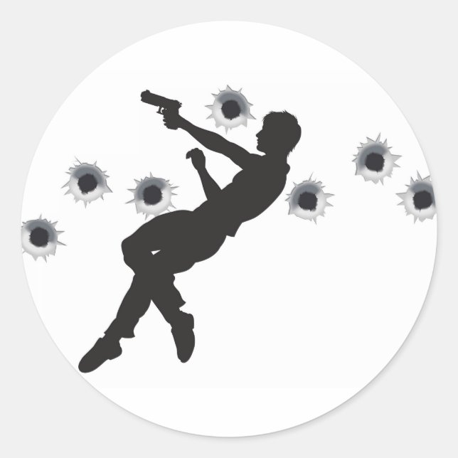 Silhouette des Kampfhelden Runder Aufkleber (Vorderseite)