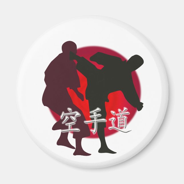 Silhouette des Karate-Kampfes, Hintergrund des rot Magnet (Vorne)