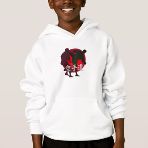 Silhouette des Karatekampfes, roter Hoodie