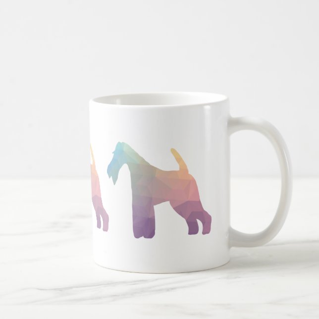 Silhouette des Leiterfox Terrier Geometric Muster Kaffeetasse (Rechts)
