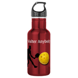 Silhouette des Pickleball-Spielers und Ball person Edelstahlflasche