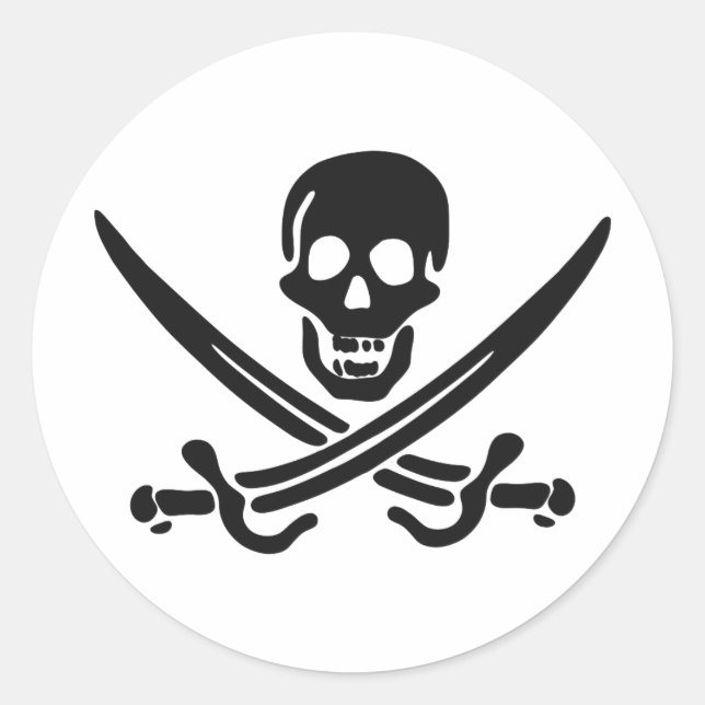 Silhouette des Schädels Piraten - Hintergrundfarbe Runder Aufkleber (Vorderseite)
