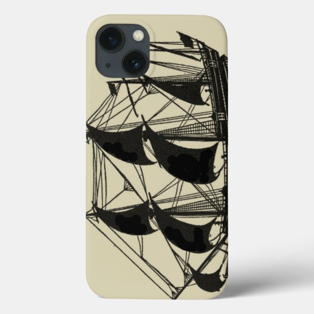 Silhouette des Schiffs mit türmenden Segeln Case-Mate iPhone Hülle (Rückseite)
