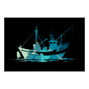 Silhouette des Schiffsfangs Poster