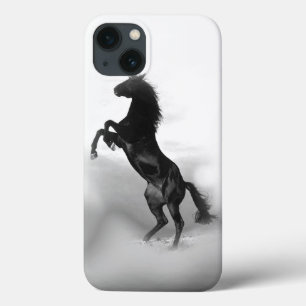Silhouette des Schwarz-weißen Zuchtpferdes Case-Mate iPhone Hülle
