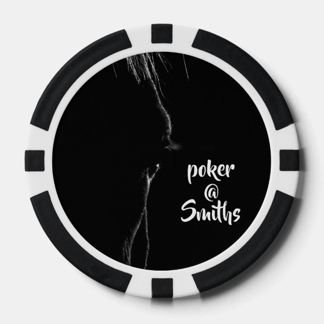 Silhouette des Schwarzen und Weißen Horns Pokerchips (Vorderseite)