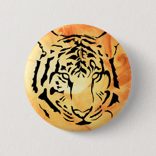 Silhouette des Schwarzen und Weißen Tiger Button