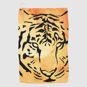 Silhouette des Schwarzen und Weißen Tiger Golfhandtuch
