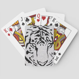 Silhouette des Schwarzen und Weißen Tiger Spielkarten
