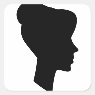 Silhouette des weiblichen Profils Quadratischer Aufkleber