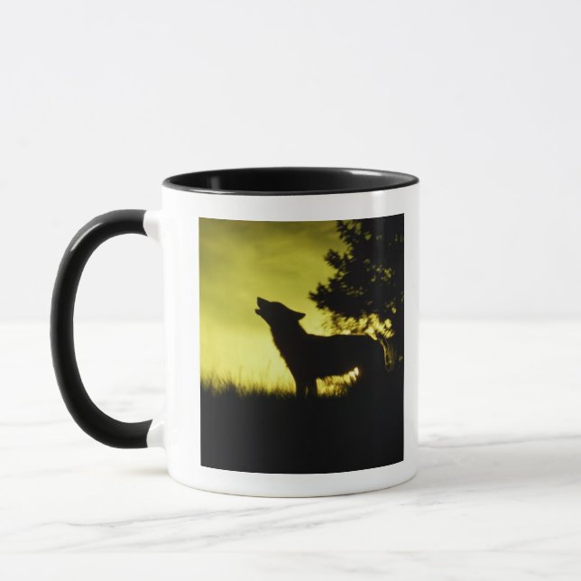 Silhouette des Wolfs heulend Tasse (Links)