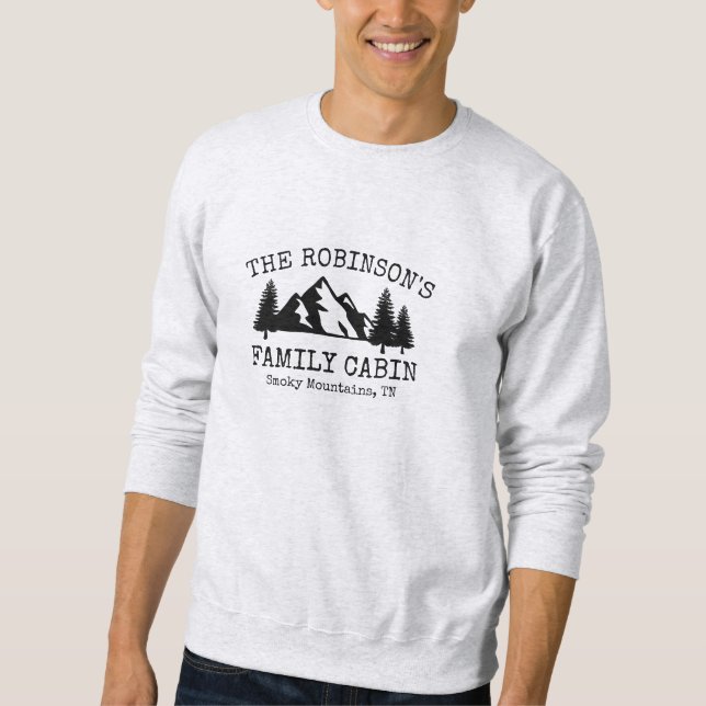 Silhouette-Design der Familienhäuser Bäume Gebirge Sweatshirt (Vorderseite)