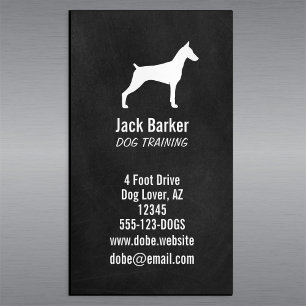 Silhouette Doberman Pinscher  Vertikale Hundezucht Magnetische Visitenkarte