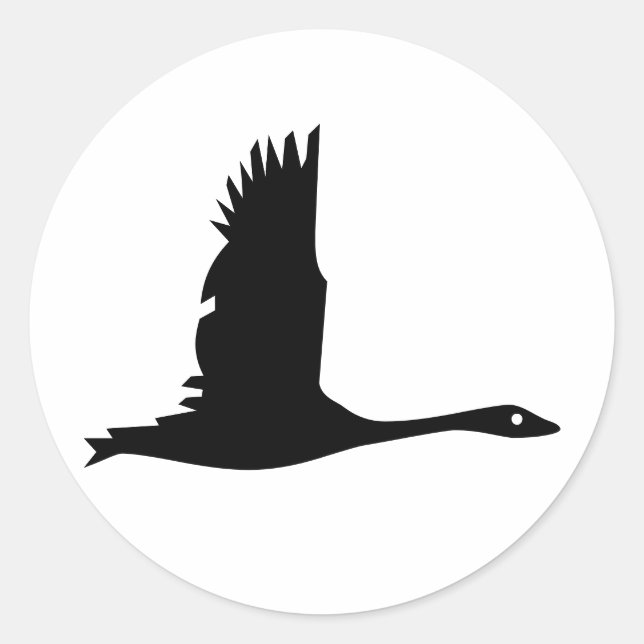 Silhouette d'oie sauvage volante - Sticker rond (Devant)