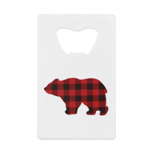 Silhouette d'ours classique rouge noir plaid [moti