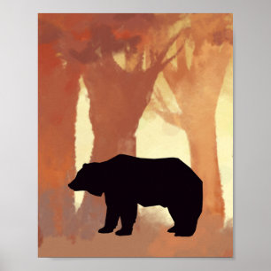 Silhouette d'ours dans la forêt - Décoration mural