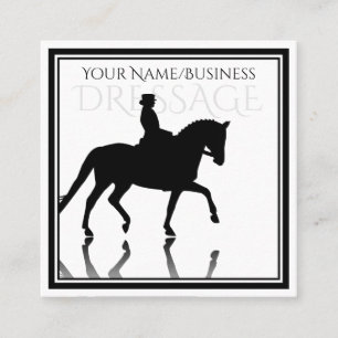 Silhouette Dressurpferd mit Reflektion Quadratische Visitenkarte