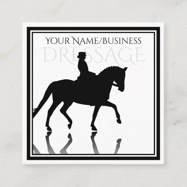 Silhouette Dressurpferd mit Reflektion Quadratische Visitenkarte (Vorderseite)