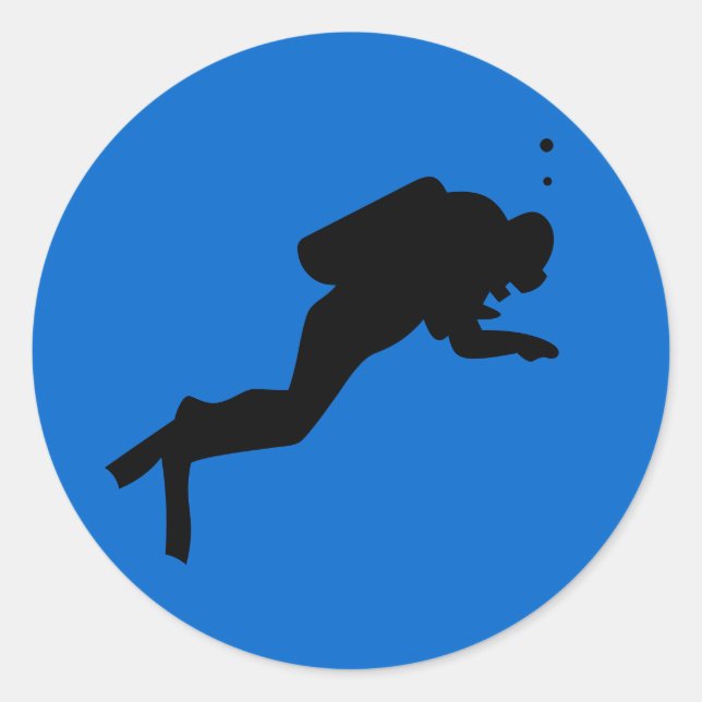 Silhouette du plongeur - Sticker rond (Devant)