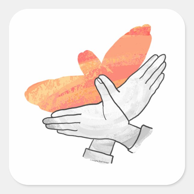 Silhouette Eagle Orange Quadratischer Aufkleber (Vorderseite)