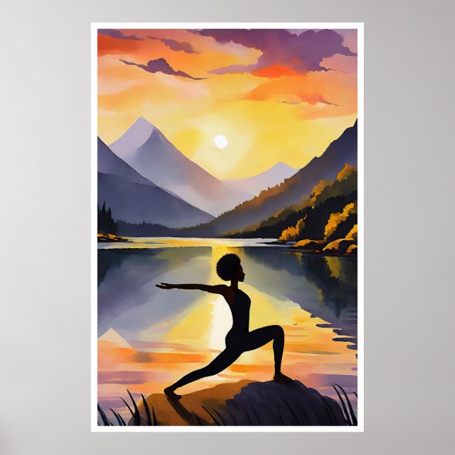 Silhouette einer Afrikanerin, die bei Sonnenunterg Poster (Vorne)