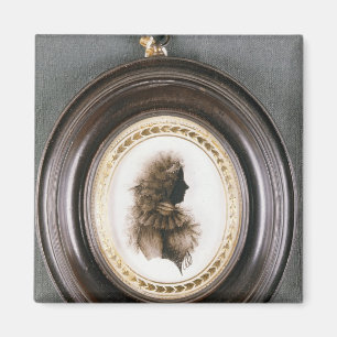 Silhouette einer Dame, gemalt auf konvexem Glas Magnet