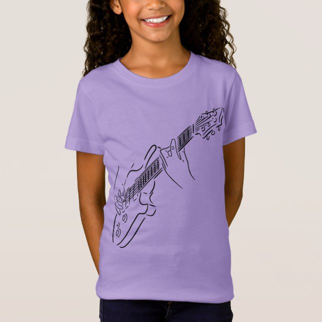 Silhouette einer Gitarre. Rock Guitarist. Bass. T-Shirt (Vorderseite)