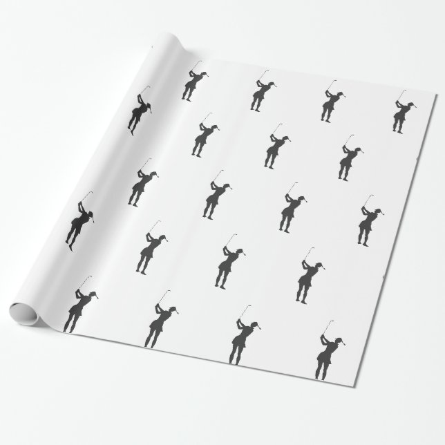 Silhouette einer Golfspielerin Geschenkpapier (Ungerollt)