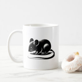 Silhouette einer neugierigen Ratte. Kaffeetasse