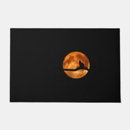 Silhouette einer schwarzen Katze in einem Baum Fußmatte