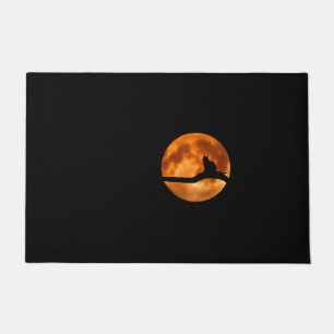 Silhouette einer schwarzen Katze in einem Baum Fußmatte