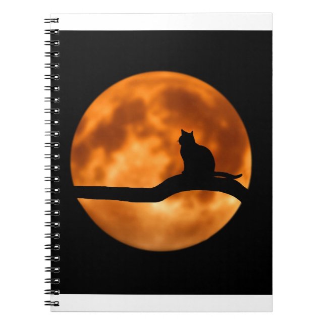 Silhouette einer schwarzen Katze in einem Baum Notizblock (Vorderseite)