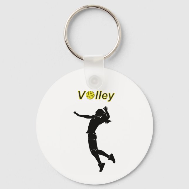 Silhouette einer Volleyballspielerin Schlüsselanhänger (Vorderseite)