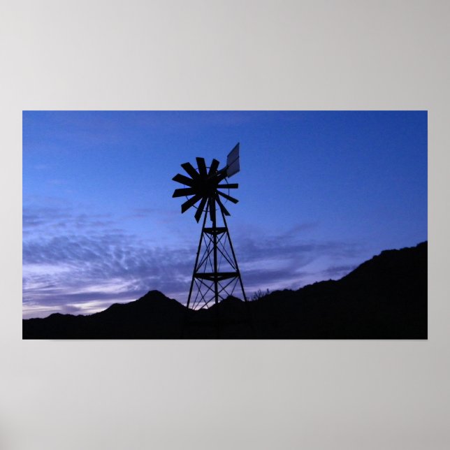 Silhouette einer Windmühle Poster (Vorne)