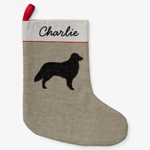 Silhouette eines Flat Coated Retrievers Flattie Hu Kleiner Weihnachtsstrumpf