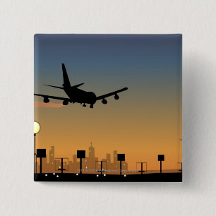 Silhouette eines Flugzeuges im Flug Button