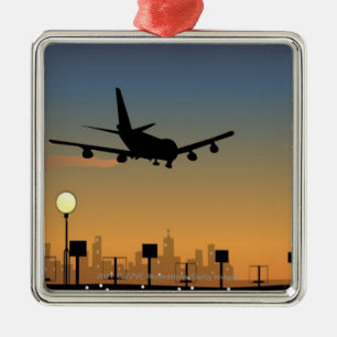 Silhouette eines Flugzeuges im Flug Ornament Aus Metall
