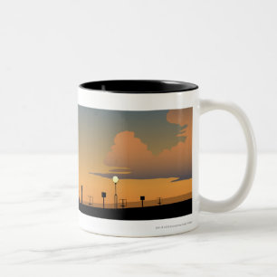 Silhouette eines Flugzeuges im Flug Zweifarbige Tasse