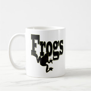 Silhouette eines Frosches Klettern in das Wort 'Fr Kaffeetasse