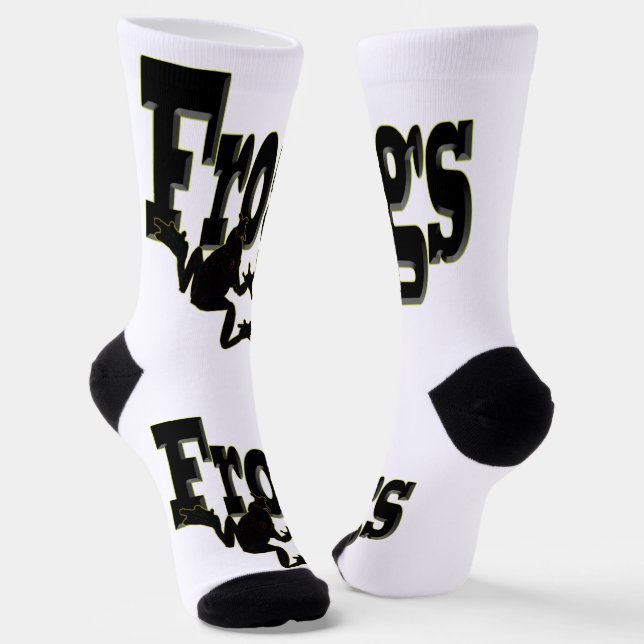 Silhouette eines Frosches Klettern in das Wort 'Fr Socken (Gewinkelt)