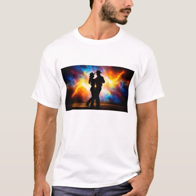 Silhouette eines Kuhjungen-Paares, das zusammen ta T-Shirt (Vorderseite)