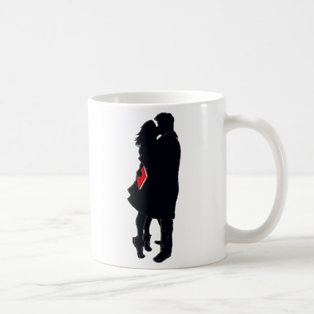 Silhouette eines Kusses (11 Unze. Kaffee-Tasse) Kaffeetasse (Rechts)