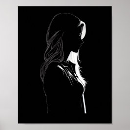 Silhouette eines Mädchens mit Licht und Schatten Poster