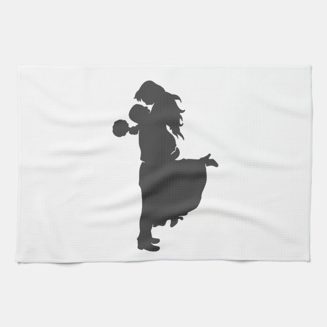 Silhouette eines Paares Geschirrtuch (Horizontal)