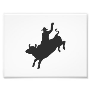 Silhouette eines Rodeo-Bullenritts Fotodruck
