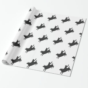 Silhouette eines Rodeo-Bullenritts Geschenkpapier