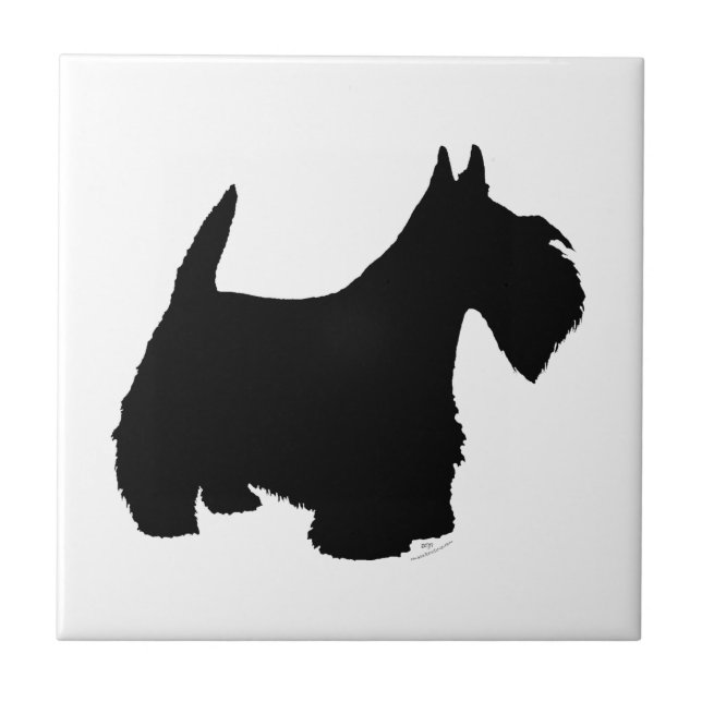 Silhouette eines Schottischen Terriers Fliese (Vorderseite)