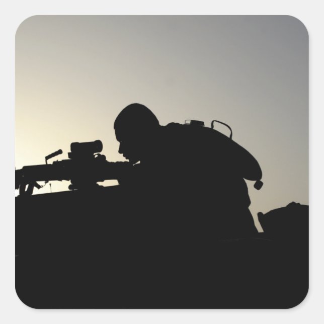 Silhouette eines Squad-Schusswaffenspielers Quadratischer Aufkleber (Vorderseite)