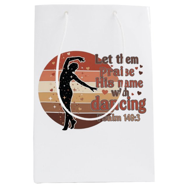 Silhouette eines Tänzers - Psalm-basiertes Design Mittlere Geschenktüte (Vorderseite)